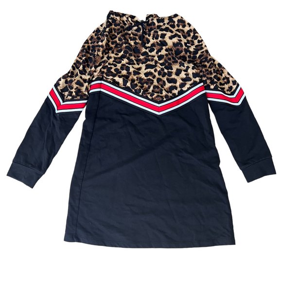 Truly Me by SaraSara Leopard Print Sweater Dress with Hood Black Size 10 years - Picture 2 of 10